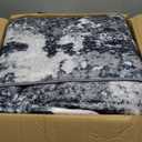 RELEANY Washable Area Rugs Square 10ft Non-Slip Modern Abstract Soft for Living Room Entryway Bedroom Kitchen, Print Pattern, Black Navy Blue Gray