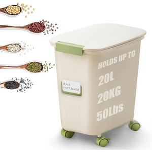 Large Rice Storage Container 30-40 lbs, Airtight Dry Food Storage Bin with Lids, Great for Pet/Cat/Dog Food Storage Dispenser 25 lbs, Detachable wheels, Easy Mobility, BPA Free, Green
