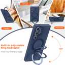 Liquid Silicone Case for Samsung Galaxy S25 Ultra with Magnetic Stand, Mil-Grade Drop Shockproof, Full Camera Protection Anti-Scratch Microfiber Lining Silicone Phone case, Dark Blue