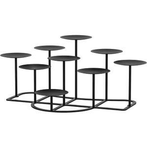 Smtyle Fireplace Candelabra Candle Holder - Modern Multi-Tier Black Matte Candelabra Centerpiece, Geometric Design with Stable Base for Pillar Candles, Perfect for Minimalist Home