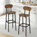 GILLAS Set of 2 Bar Stools, Modern Bar Stool with Backrest and Footrest, Tall Bar Chairs, Industrial Style Counter Height Bar Stools for Dining Room, Kitchen Counter, Rustic Brown