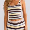 CHYRII Women Two Piece Sets Summer Vacation Outfit 2026 Striped Knit Tank Tops and Shorts Matching Sets (Large)