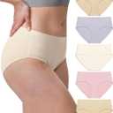 Neione Women's Cotton Underwear No Show Hipster Panties with Seamless Look No Panty Lines (Medium, 5-pk Sweet Nude)