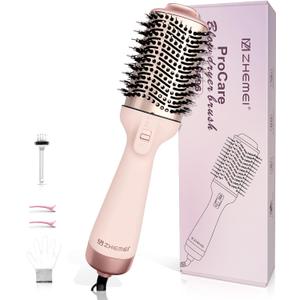 1300W Hair Dryer Brush,4 in 1 Blow Dryer Brush Anti-frizz Ceramic Titanium Barrel with ALCI Safety Plug Professional Salon Hot Air Brush for All Hair Types (Pink)
