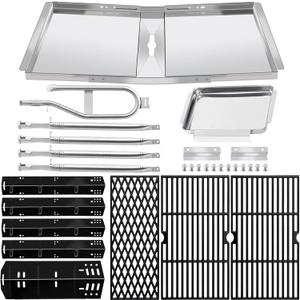 DGH474CRP Grease Tray Replacement Parts for Dyna Glo DGH474CRP, DGH483CRP, DGH485CRP, DGH474CRP-D, 24"-30" Adjustable Drip Pan, Grill Grates, Heat Shields and Burners for Dyna-glo 5 Burner Gas Grill