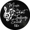 Blulu Music is What Feelings Sound Like Wooden Vinyl Records Album Wall Decor Round Record Artwork Decoration Modern Hanging Art Decor for Party Home Artist Studio