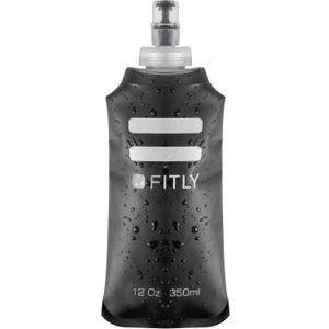 FITLY 12 oz - 350ml (F3B) Soft Water Bottle Shrink As You Drink Soft Flask for Hydration Pack Folding Water Bottle Ideal for Running, Hiking, Cycling, Climbing & Rigorous Activity, Black