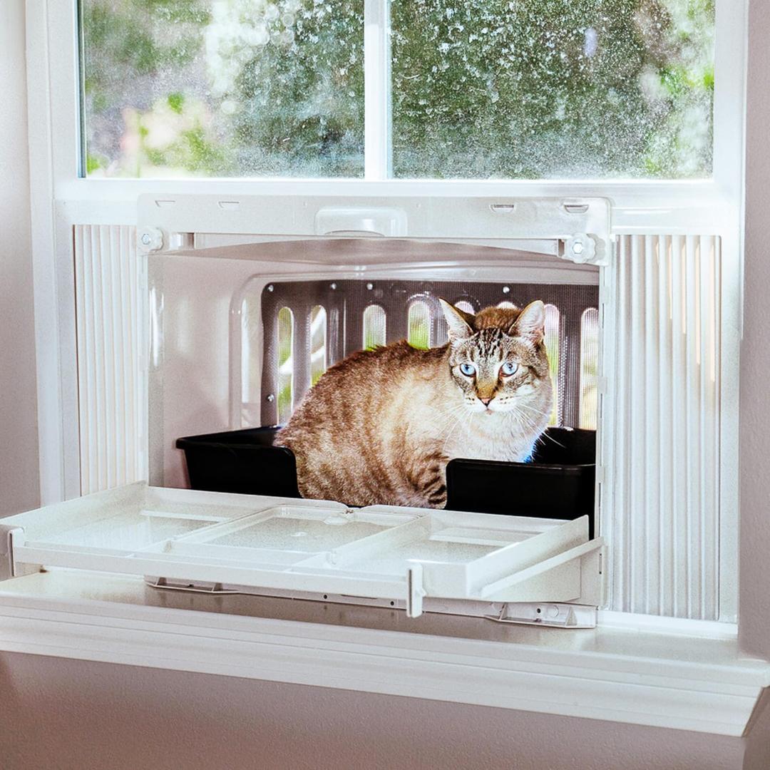 VistaLoo Window Catio, Perch & Litter Box  Premium Outdoor Freedom for Indoor Cats, Natural Odor-Free Living & Enrichment, All Weather Comfort, Easy Clean, Saves Space, 2-Year Protection, USA Made