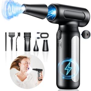 Electric Compressed Air Duster, Rechargeable Cordless Air Duster for PC, Keyboard & Electronics Cleaning, Replaces Canned Air & Air Cans, Portable Air Blower with Multiple Nozzles