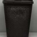 Mind Reader Slim Laundry Hamper with Lid, 40L Clothes Basket, Premium Wicker Design, Plastic, Set of 2, Black