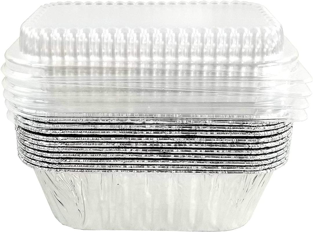 Handi-Foil 1 lb. Aluminum Foil Mini-Loaf/Bread Baking Pan w/Clear Low Dome Lid (pack of 12)
