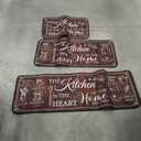 Sets of 3 Brown Kitchen Rugs and Mats Retro Brown Kitchen Rugs Non Slip Washable Door Mats for Floor Home Bathroom Cabin Farmhouse Decor