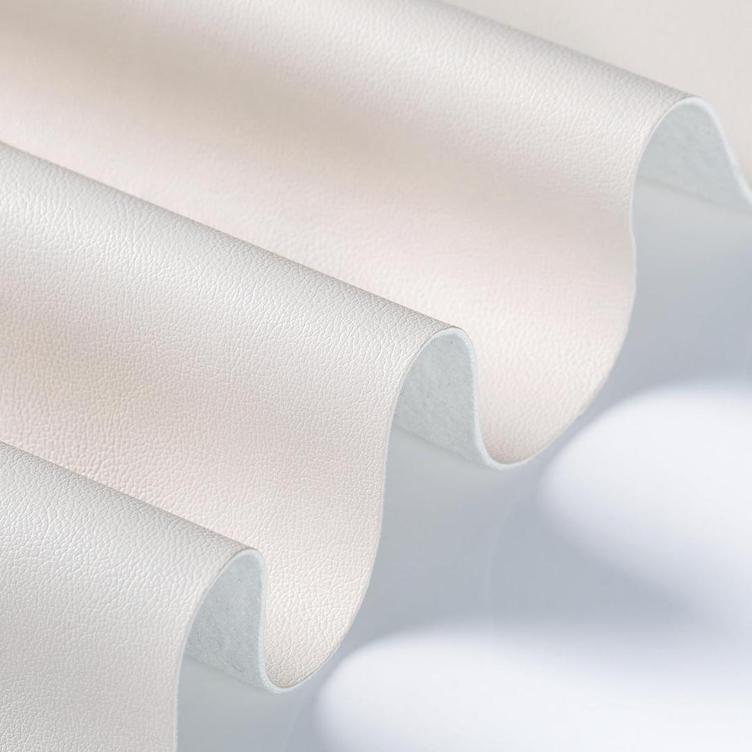 Marine Vinyl Fabric, Upholstery Faux Leather Fabric by The Yard, 0.95 mm Thick PU Leather Sheets for Sofa Chairs Handbags Hair Bows Earrings Crafts (2 Yards 72''X 54'', Off White)