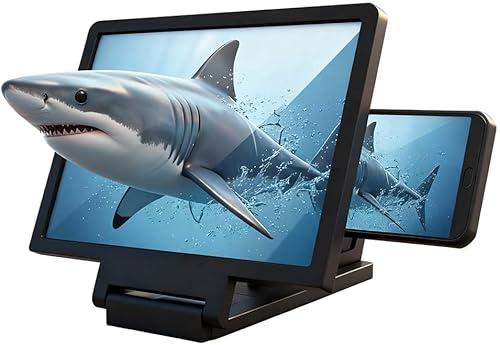 12" Big Screen Phone Magnifier, Upgraded HD Foldable Design Screen Magnifier Version for Movies, Gaming and Videos (Black, Horizontal)