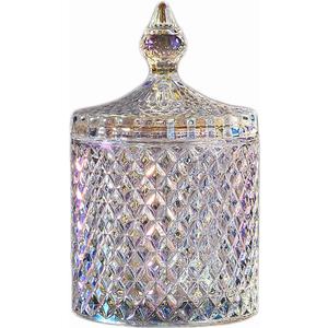Colorful Glass Jar With Lid,Candy Cookie Jars,Jewelry Box,Buffet Jar,Iridescent Decor,Decorative Jar(Dazzling Colors)