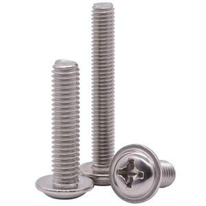 M6 x 16mm Stainless Phillips Pan Washer Head PWH Machine Screws, Stainless Steel 304 (18-8), Full Thread, Coarse Thread UNC, Pack of 25