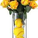Suncalla 12 Pcs Softball Rose with Leaves Bulk Artificial Fake Roses Decor Sports Flower Gifts for Table Centerpieces Graduation Wedding Gifts Sports Theme Rose Bouquet Party Favors