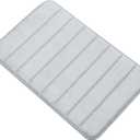 Memory Bath Mat Rug, 23.6x15.7 Inches, Comfortable, Soft, Non-Slip, Super Absorbent, Quick Drying Bathroom Rug for Floor, Tub & Shower, Machine Washable, Thick1 Piece- Striped Gray (1'4" x 1'11" (Rectangular))