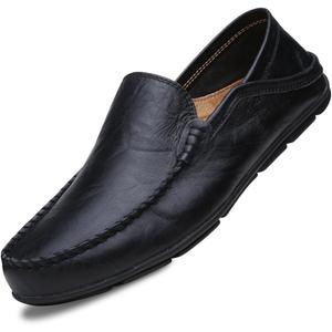 Go Tour Men's Premium Genuine Leather Casual Slip on Loafers Breathable Driving Shoes Fashion Slipper, 10.5 Size