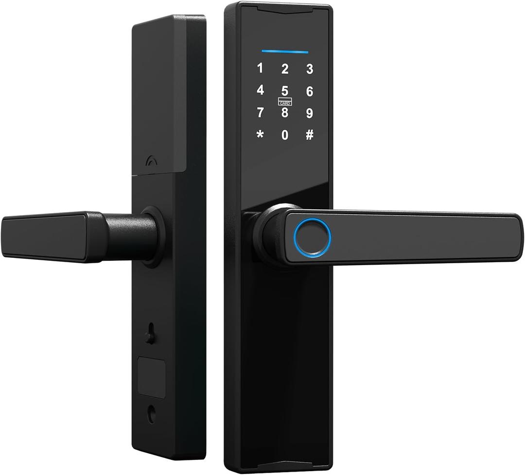 Tuya Smart Lock - Fingerprint & Keypad Door Lock with Handle - Electronic Deadbolt - Compatible with Tuya APP