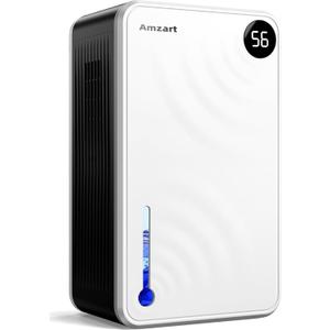 Amzart Dehumidifier (980 sq.ft), 118 oz Dehumidifier with Drain Hose, Humidity Display, Auto Shut Off, Quiet Dehumidifier Wtih Sleep Mode for Home, Timing Setting Dehumidifier, White