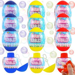 JOYIN 12 Easter Egg Bubble Wands for Easter Eggs Hunt, Basket Stuffers Fillers, Party Favor, Classroom Prize Supplies, Rewards, Games, Good Bag Fillers for Boys Girls Adults