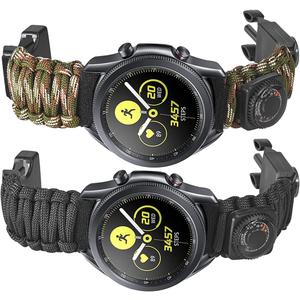 Onewly Compatible with Samsung Galaxy Watch 3 Band 45mm,Multi-Functional Outdoor Survival Umbrella Rope 22mm Watch Strap for Gear S3 Frontier/Classic/Galaxy Watch 46mm(2019) (22mm(Galaxy Watch 3 45mm/Gear s3/46mm), Black+Camo)