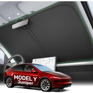 2025 Upgraded Zanch Car Front Windshield Sun Shade- Ultimate UV Protection & Heat Reduction|OEM Design|Innovative No Light Leakage Technology|Fit for Tesla Model Y Juniper