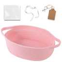 OIAHOMY Small Woven Basket with Gift Bags, Ribbons & DIY Label Card, Baskets for Gifts Empty, Small Rope Basket 12 * 8 * 5IN, Cute Decorative baskets with Handles for Baby Pets, Toys, Pink