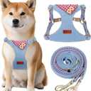 Faleela No-Pull Puppy Harness & Leash Set - 7 Color Options, Soft, Adjustable, Choke-Free, Escape-Proof, Lightweight Cute Pet Vest for Small & Medium Dogs (Blue+Red, M)