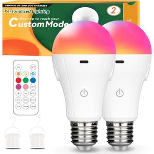 Neporal MagicGlow Rechargeable Light Bulb with Memory Mode, Remote & Touch Control  Dimmable A19 Battery Operated Bulb for Indoor Wall Sconce, Nursery, Bedroom, Kitchen