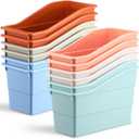 Affrolling 12 Packs Book Bins for Classroom Plastic Book Binder Holders Vertical Organizer Baskets Storage Boxes for Classroom Library Home Office Organization Stationery Supplies (Light Colors)