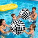2 Pack 20-Inch Diameter Race Car Themed Beach Balls - Large Inflatable Black and White Checkered Beach Balls for Birthday Party Decorations, Summer Pool and Beach Game, and Bulk Party Favors
