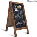 A Frame Chalkboard by HBCY Creations: 40x20 Solid Wood A-Frame Sign Rustic Brown Double-Sided Magnetic Board, Chalkboard Menu Board, for Restaurants, Cafés, Weddings - Heavy Duty Hinges