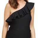 Motherhood Maternity Women's Beach Bump Maternity One Piece Swimsuit UPF 50+ Pregnancy Swimwear (Jet Black)