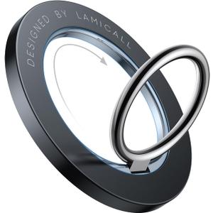 Lamicall Magnetic Phone Ring Holder for MagSafe, [Flexible 360 Rotation] Magnet Finger Ring Grip Stand Holder, Fit for iPhone 16 15 14 13 12, Pro, Pro Max, Plus, Mag Safe Accessories, Misty Black
