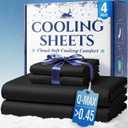 Cooling Sheets - BreezeWeave 4 PC Queen Size Cooling Bed Sheets for Hot Sleepers & Deep, Cool Rest - Cloud Soft, Silky Smooth, 16 in Deep Pocket, Ultra Durable (Midnight Black)