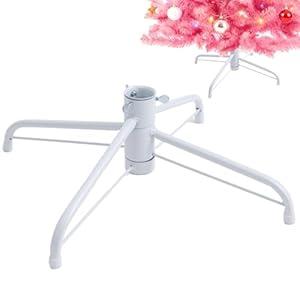 Metal Christmas Tree Stand, 15.7 Inch Replacement Xmas Tree Stand Base Universal Folding Tree Stand for 3 Ft to 7 Ft Christmas Artificial Trees Fake Tree, Fits 0.5-1.25 Inch Tree Pole, White