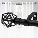 ASHLEYRIVER Curtain Rods for windows 66-120 Inch, 1 Inch Adjustable Curtain Rod, Telescoping Splicing Heavy Duty Curtain Rods with Decorative Geometric Finials, 30"-120",Matte Black