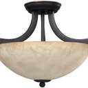 Warren, Ich375A03Ra14, 3 Lt Chandelier, Dual Mount, Tea Stained Glass, 60W Type Rubbed Antique Bronze