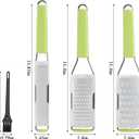Cambom Lemon Zester Grater Three-piece Suit - Heavy Duty Kitchen Tool for Parmesan Cheese, Ginger, Garlic, Nutmeg, Chocolate, VegetablesFruitsStainless Steel Grater Dishwasher Safe Green (Set of 3)
