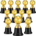 Leinuosen 12 Pack Mini Football Soccer Baseball Star Trophies for Awards, 4.5 Inch Christmas Gold Participation Plastic Trophy Cups for Sports Event Party Favors