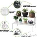Metal Plant Stand Metal 2 Tier Potted Multiple Flower Pot Holder Plant Shelf Indoor Plants Multiple,Outdoor Heavy Duty Planter Display Shelving Unit for Patio Garden Corner Balcony Living Room(White)