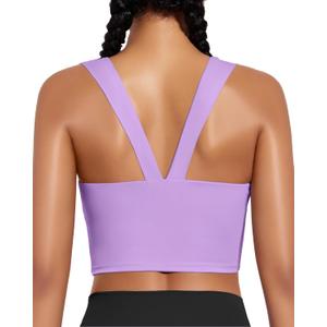 XUNYU High Support Sports Bra for Women Workout Tops Built in Bra Athletic Tank Top High Impact Padded Longline Yoga Bra