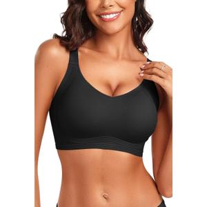 Vertvie Women's Seamless Wireless Push Up Bras with Support and Lift No Underwire Bralettes Full Coverage Sport Everyday Bra (Large, Black)