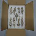 6 Pcs Crystal Glass Finial Christmas Ornaments Large Hanging Christmas Finials Hanging Christmas Tree Decorations for Xmas Tree Decoration Holiday Decor (Silver)