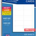 Heavyweight White Blank Business Card Paper - 100 Sheets / 1000 Business Cards - 80lb Cover / 218 gsm - Inkjet & Laser Printer Compatible - Standard 3.5 x 2 Inches