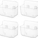 Kitchen Under Sink Cabinet Door Organizer, 4 Pack, Adhesive Clear Acrylic Wall Mount Shelf, Bathroom Makeup Storage Bins, Shower Caddy, Spice Rack, Drink Packet Sponge Dishwasher Pod Holder