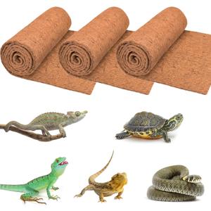 ZeeDix 3 Rolls Reptile Carpet, 24 x 48 inches Natural Coconut Fiber Liner Mat Flooring Accessories for Reptile Tank - Bearded Dragon Tortoise Lizard Turtle Snake Leopard Gecko Substrate Bedding