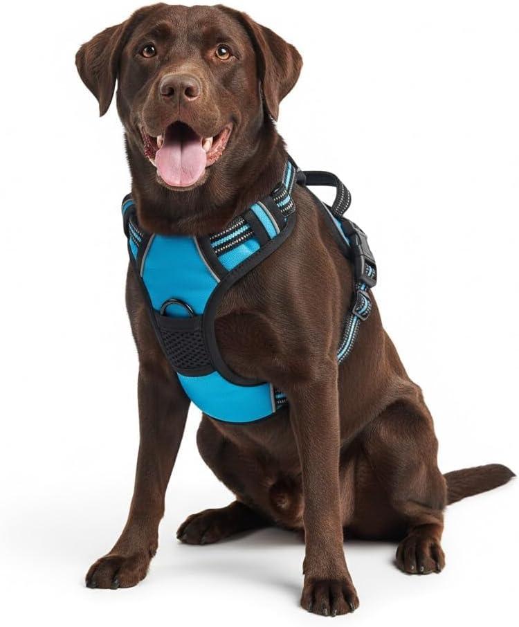 No Pull Dog Harness, Reflective Comfortable Vest Harness with Easy Control Handle Adjustable Soft Padded Pet Vest for Small to X-Large Dogs (Approx Weight:49.60-99.20 LB)